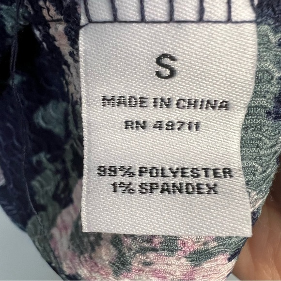 Ophelia Rose Blue Floral Print 3/4 Sleeves Blouse Size S - Picture 10 of 11